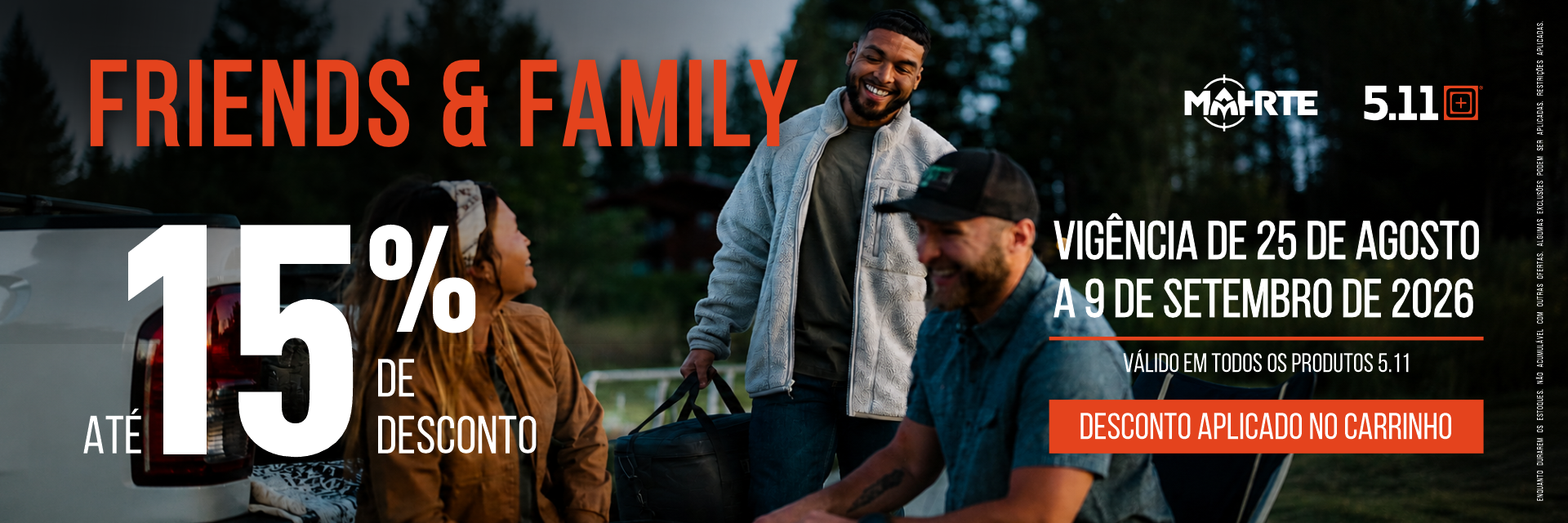 Promoção Friends & Family 5.11, até 20% de desconto
